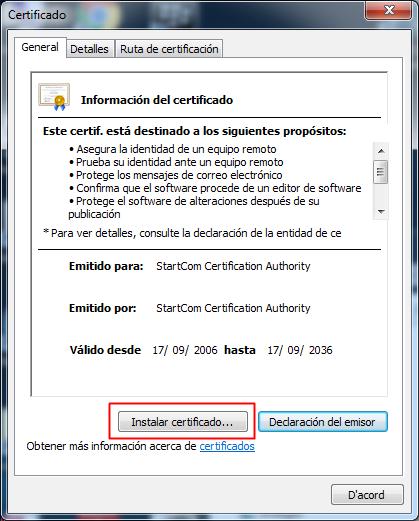 3. Para descargar los certificados a instalar, se debe ir al link http://www.cashdro.com/software/startssl.