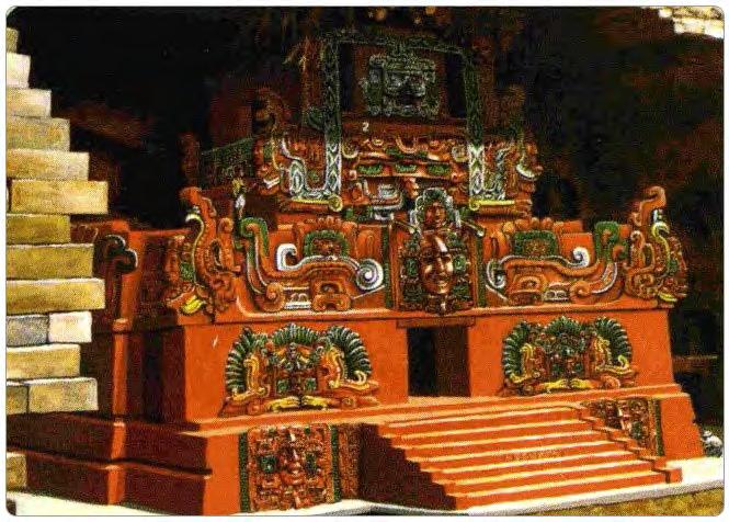 señor divino entraba al Templo Rosalila ingresaba al ámbito del mundo sobrenatural de la religión maya, entraba a una montaña, a una cueva sagrada, un camino de