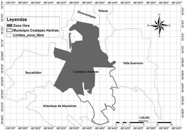 Anexo 2 La Región Centro Occidente del Municipio de Coatepec Harinas es la porción circunscrita por la línea definida por las coordenadas enunciadas en el siguiente cuadro y el límite territorial de