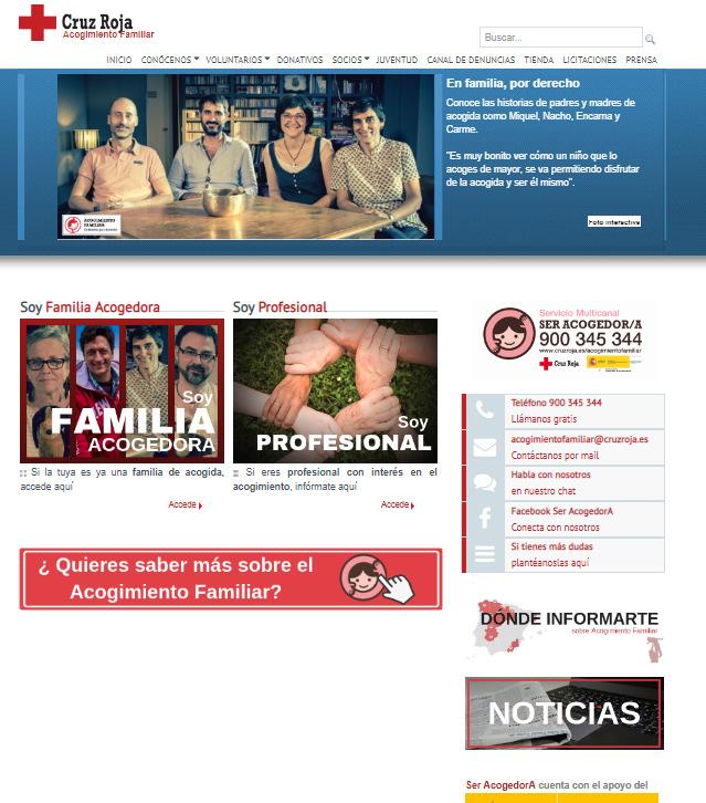 Descripción de nuestros canales de contacto PÁGINA WEB: www.cruzroja.es/acogimientofamiliar - Es la plataforma principal de acceso a la información y al resto de canales de contacto.