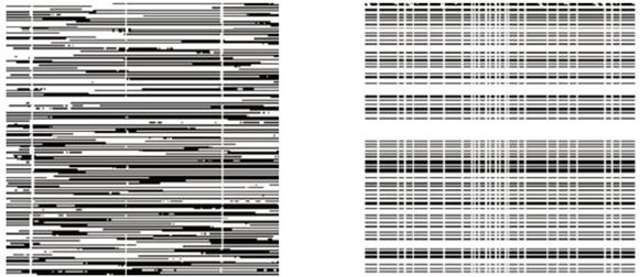 componentes de cada histograma primitivo (H y V). Figura 3.15: Izquierda: imagen bin49 (256x256).