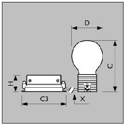 Lámparas Fluorescentes Dimensiones en mm Tipo C E máx. máx. S2/S10 40.3 21.5 CEBDORES ECOCLICK Tipo Potencia Casquillo V. Descripción U.E. Pallet EOC.