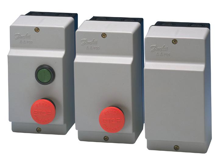 Cajas de protección para la gama CI hasta 30 A Cajas protectoras de plástico para arrancadores de motor hasta 30 A (IP 55) Aplicación Pulsadores Las cajas protectoras para la gama de contactores CI