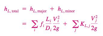 Perdidas menores Las perdidas menores se expresan en términos del coeficiente de perdida K L, que se define como: Donde h L es la perdida de carga irreversible adicional en el sistema de tuberías