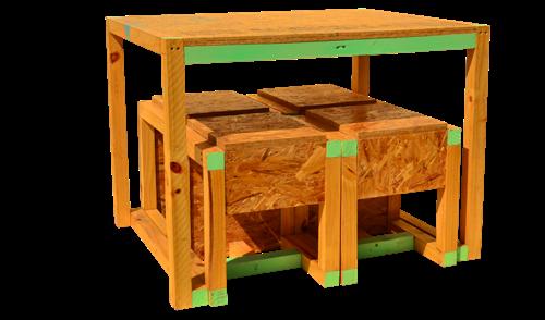 MESAS Modelo Lavanda Mesa OSB + 4 sillas Práctico mueble, ideal para compartir en familia,