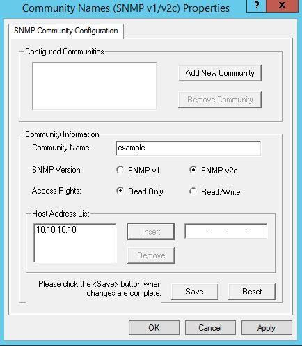 Paso 7. Agregue en su nombre de la comunidad, seleccione su versión de SNMP y entonces ingrese en su servidor PCA y haga clic el separador de millares. Paso 8.