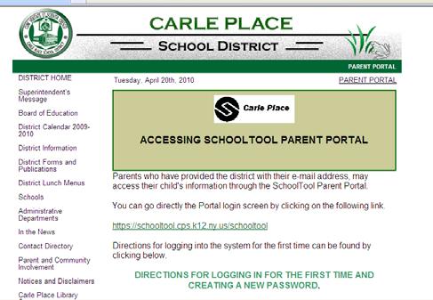 Para comenzar a utilizar el Portal para Padres 1. Haga clic en el enlace SchoolTool Login. La pantalla de entrada SchoolTool voluntad aparecer. 2.