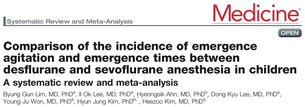 1196 pacientes en 14 estudios La incidencia y severidad de la agitación fue comparable en niños anestesiados