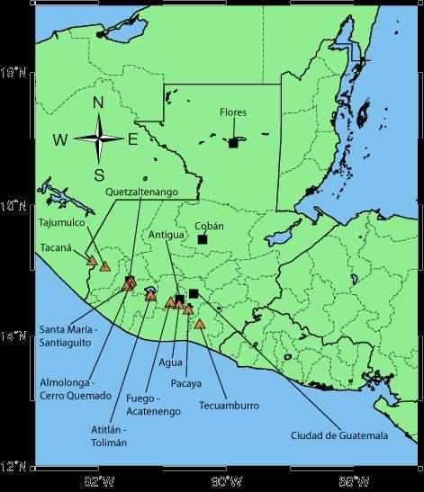 Volcanes en Guatemala ~ 288 volcanes (o estructuras identificas como de origen volcánico)