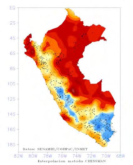 2 Mapa Nº 2 Promedio semanal de temperatura máxima a 1,5m del 09 de mayo al 15 de mayo Sierra Sur: En esta semana las temperaturas máximas, en promedio, presentaron valores sobre su normal.