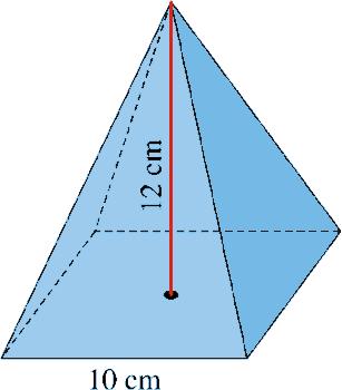 - Calcula el área total y elvolumen de esta pirámide regular cuya base