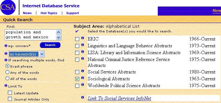 Ejemplo 2: Importación de referencias desde Sociological Abstracts En el apartado de bases de datos, seleccione,
