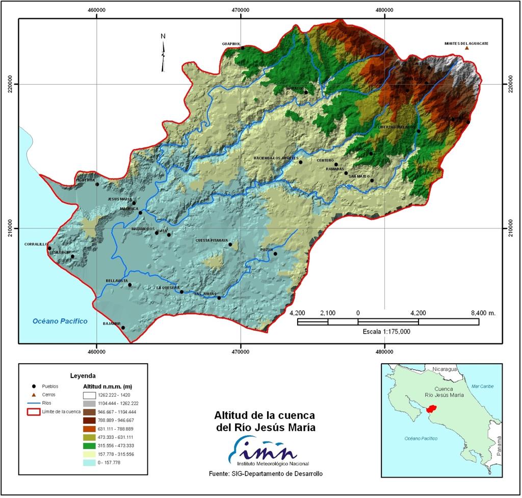 3.3. Red Hidrológica Figura 1. Distribución altitudinal Esta cuenca es drenada por los ríos Machuca y Cuarros, que se unen al río Jesús María.