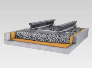 Instalación de SYLOMER para la cimentación de una máquina Instalación de SYLOMER bajo balasto en una vía férrea -Las vibraciones estructurales del piso se evitan en alto grado, lo cual conduce a una