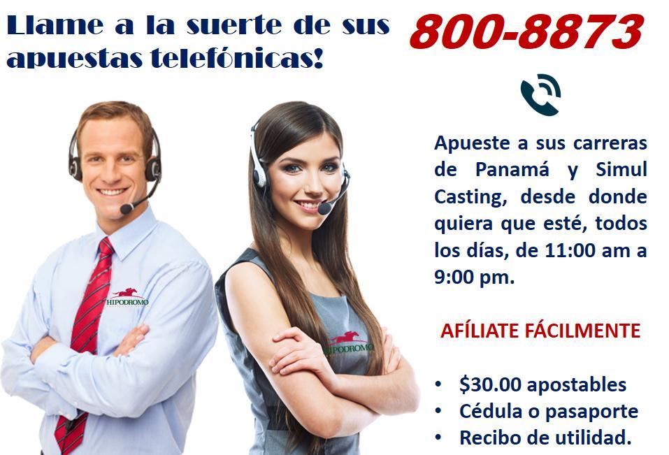 El Hipódromo Presidente Remón les ofrece a sus clientes el servicio de apuestas telefónicas.