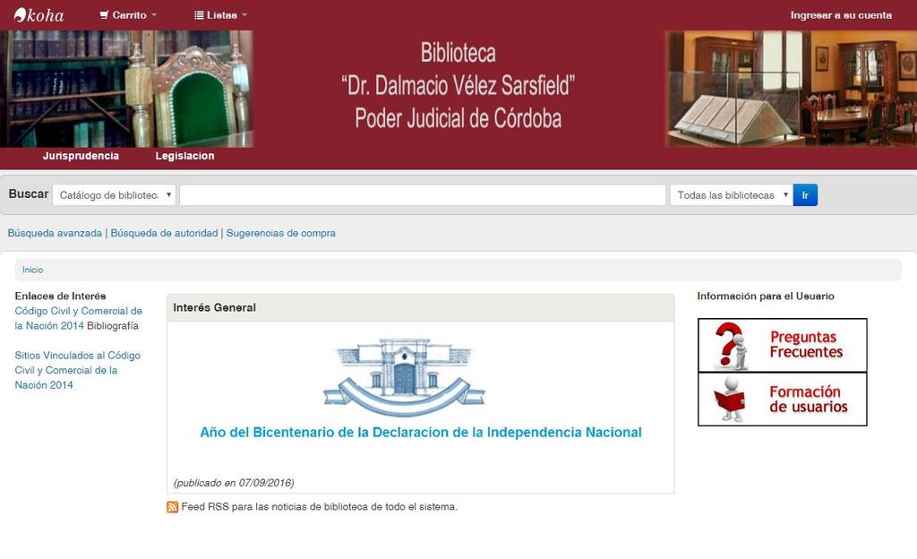 Tutorial para el uso del OPAC en Bibliotecas del Poder Judicial de Córdoba La Biblioteca posee su catálogo on-line, llamado OPAC (Online Public Access Catalog), que permite realizar búsquedas sobre