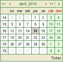si lo desea puede seleccionar un mes y año determinado. Para seleccionar un día pulse sobre el día que desea. 1.6.2. Búsqueda por fecha La siguiente figura muestra un campo de búsqueda por fecha.