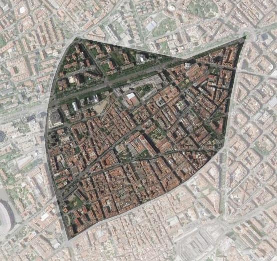 plantea el análisis de un área concreta de la ciudad de Barcelona, España.