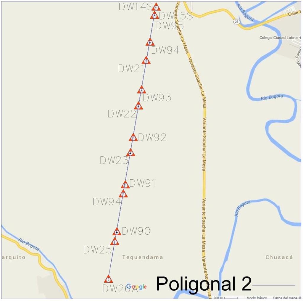 3.3.2 Poligonal 2 Se trazó una poligonal cerrada, con la estación total marca Topcon GPT3002LW, de 3364 m de longitud, 12 deltas y una precisión de 1:69325.