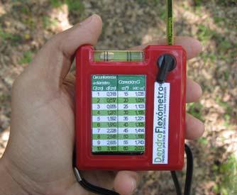 El dendroflexómetro tiene lateralmente un sistema de medición de ángulos que permite medir la inclinación del terreno o la de los árboles (figura 8.4). En la figura 8.