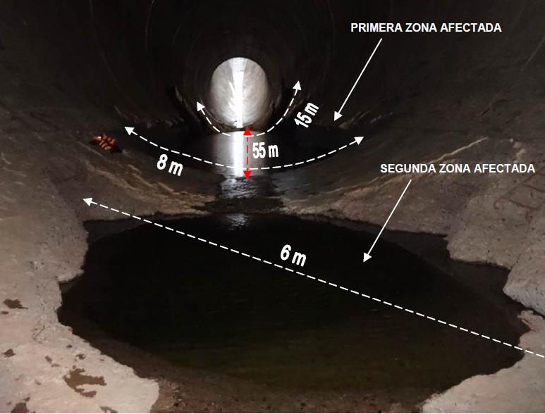 TÚNEL NÚMERO 5: El túnel 5 funcionó 8 días. Se observaron dos zonas afectadas.