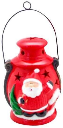 Farol porta velas COD: *CORNAV030 Hermoso adorno de cerámica navideño. Es un porta velas de 10,2 x 10 x 14 cm. Es ideal para transportar, ya que posee una manija.
