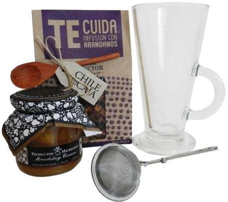 Set gourmet para el té COD: *CORDUL036 Completo set para el té; incluye tazón de vidrio templado de 244 ml con logo de la empresa grabado en láser, infusor de té, miel Mickelsen de 200 gr.