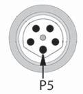 P2 Pin 2 - Sentido de rotación Pin P2 - Cable blanco - Sentido de rotación DIR señal Dirección del rodillo Pin 4 - Señal de error CW CCW P4 Pin P4 - Cable negro NPN colector abierto - Térmico Se