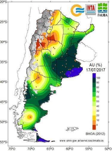Balance de agua en el suelo al 17 de Julio de 2017 E l balance de agua en el suelo para todo el país, muestra la situación hídrica al día 17 de Julio de 2017.
