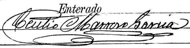 Firma de don Cecilio Marrero García, en 1896.