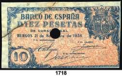 1718 1936. Burgos. 10 pesetas. (Ed. D19na var). 21 de noviembre.