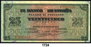 1724 1938. Burgos. 25 pesetas. (Ed. D31a). 20 de mayo.