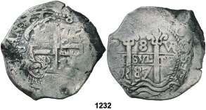 1232 1687. Potosí. VR. 8 reales. (Cal. 372). 27,22 g.