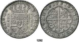 (MBC+/MBC-). Est. 450...................... 300, 1292 1731. Sevilla. PA. 8 reales.
