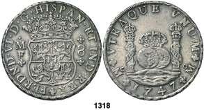 1318 1747. México. MF. 8 reales. (Cal. 321). 26,93 g. Columnario.