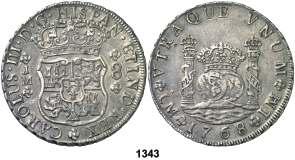 1343 1768. Lima. JM. 8 reales. (Cal. 844). 27 g. Columnario.