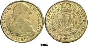 1384 1788. Popayán. SF. 8 escudos. (Cal. 141) (Cal.Onza 824) (Restrepo 73-42). 26,91 g.