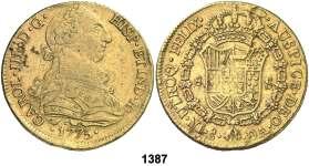 .............. 700, 1386 1773. Santiago. DA. 8 escudos. (Cal. 221) (Cal.Onza 922). 26,80 g.