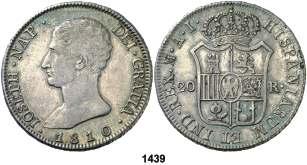 Madrid. AI. 20 reales. (Cal. 24). 26,76 g. MBC/MBC+. Est. 200.............. 125, 1439 1810.