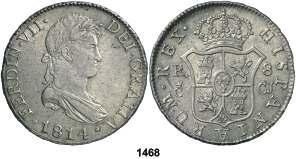 1468 1814. Cádiz. CJ. 8 reales. (Cal. 376). 27,26 g. Rayita en reverso.
