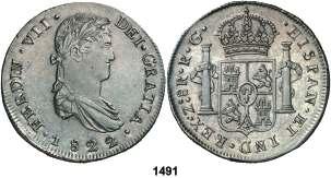 Madrid. GJ. 1/2 escudo. (Cal. 360). 1,78 g. MBC. Est. 140................. 90, 1493 1820.