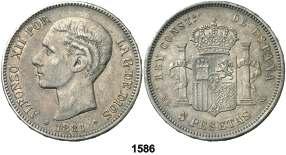 500, 1586 1881*1881. Alfonso XII. MSM. 5 pesetas. (Cal. 32). 24,78 g. Bonita pátina. Escasa. MBC/MBC+.