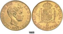 SGV. 100 pesetas. (Cal. 1). 32,11 g. Golpecitos. Escasa. (MBC+). Est. 1.300............................................... 1.100, 1606 1897*1897.