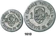 1610 Arenys de Mar. 50 céntimos y 1 peseta. (Cal. 3) (T. 245 y 246).