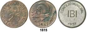 OTROS MUNICIPIOS 1615 ALICANTE. Ibi. 25 céntimos (dos) y 1 peseta. (Cal.