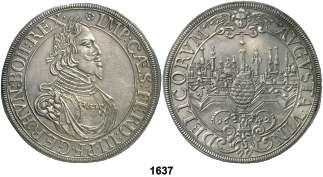 1637 ALEMANIA. Augsburgo. 1642. Fernando III. 1 taler. (Dav. 5039) (Kr. 77). 28,89 g. Bella. Rara.