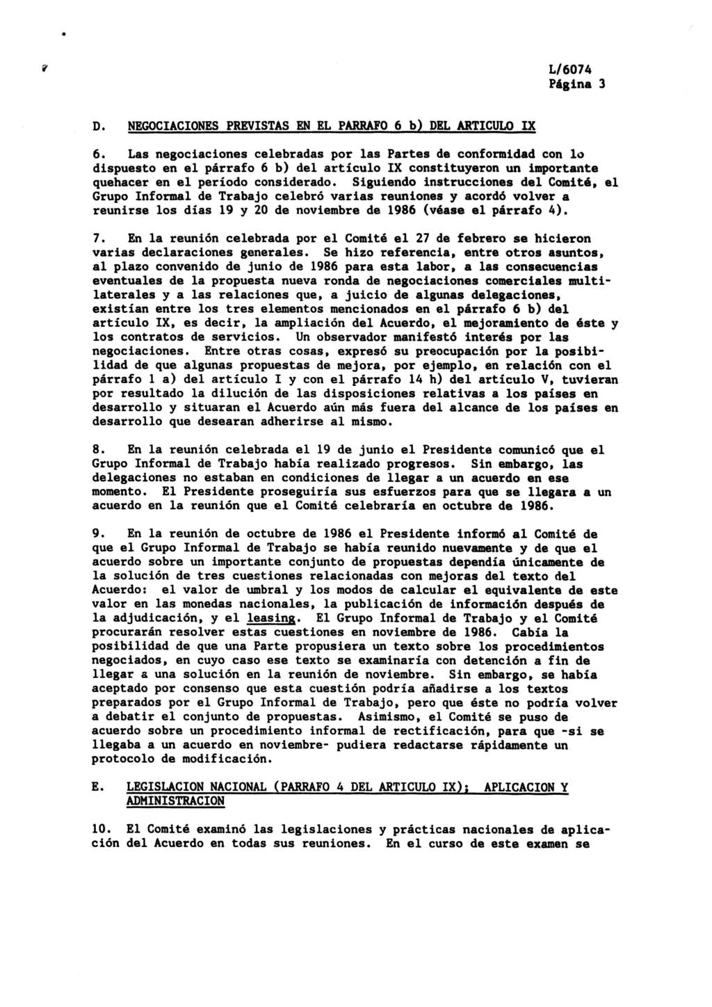 Página 3 D. NEGOCIACIONES PREVISTAS EN EL PÁRRAFO 6 b) DEL ARTICULO IX 6.