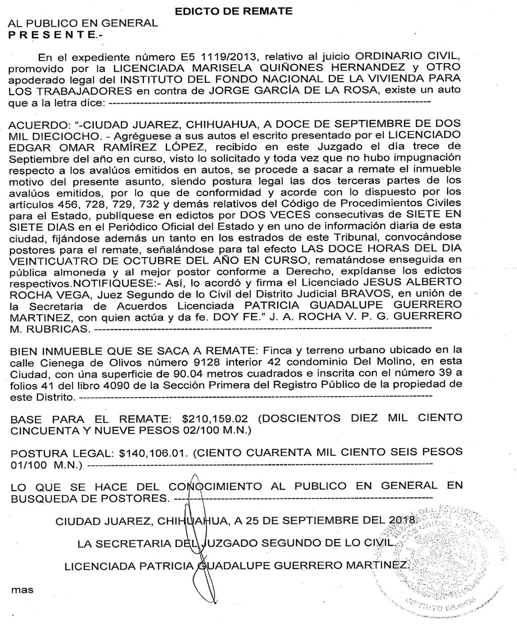 QUEZADA 1541-82-84 JORGE GARCIA DE LA