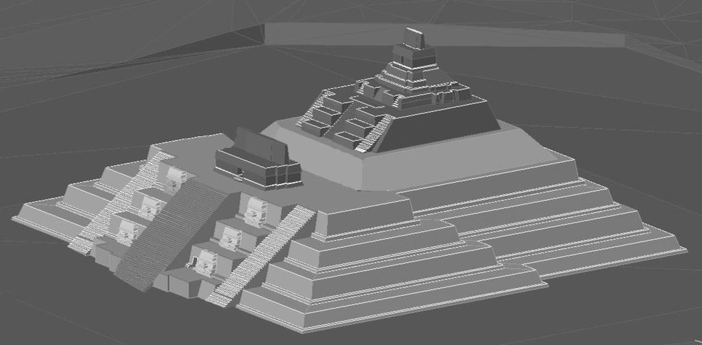 Figura 3 Cuarta Fase Arquitectónica Subestructura II b (Imagen digital hecha por Rocío Ruiz Rodarte, Proyecto Arqueológico Calakmul)