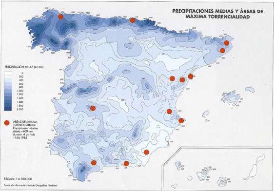 Sagrado Corazón Geografia de España 8 Práctica 2.3.2 El mapa representa la distribución de precipitaciones.